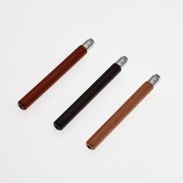 Natural Wood Mini Metal Pipes Dry Herb Tobacco Smoking Handpipe Handle Cigarette Philtre Holder Tips Tube High Quality One Hitter DHL Free