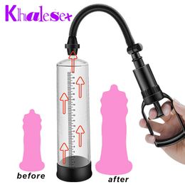 Khalesex Penis Enlargement Extend Vacuum Train Pump exercise tools For Man Adult Sex Toy Male Penile Erection Masturbator X0602
