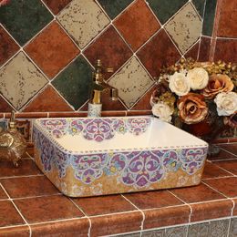 Rectangular Jingdezhen ceramic sink wash basin Ceramic Counter Top Wash Basin Bathroom Sinks countertop sinkgood qty