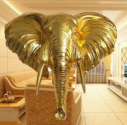 Electroplating gold fortune elephant wall hanging Decorative Objects resin animal head home bar club soft decoration