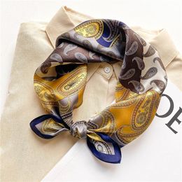 silk bandana print scarves Australia - Scarves Small 100% Silk Scarf Women Luxury Print Paisley Neck Tie Female Hair Hand Bag Wirst Bandana Foulard Headband Kerchief Hijab