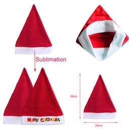 Sublimation Christmas Hat Red Short Plush Santa Claus Hats Blank DIY Photo Xmas Cap