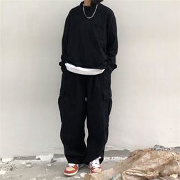 QWEEK Harajuku Streetwear Black Cargo Pants Women Baggy Gothic Hippie Oversize White Wide Leg Trousers For Female Korean Fashion 211115