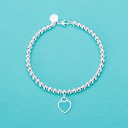 925 Sterling Silver Europeu e Americano coração em forma de pulseira senhoras esmalte amor presente de natal luxo marca jóias