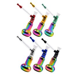 Smoking pipes Rainbow Bottle Glass Bowl Pipe Hookah Top With Colourful Water Pipes Travel Smoking Set metal