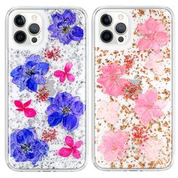 Real Flower Cases For Iphone 13 Pro Max 12 11 XR Clear Double Layer Heavy Duty Shockproof Protection Cover