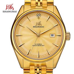 Wristwatches Shanghai Watch Men's Automatic Mechanical Casual Through The Bottom Large Dial Diamond Authentic Fashion 850