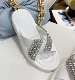 Women's Cross shining diamond slippers elegant simple design thick bottom slipper women's summer Leather Sandals