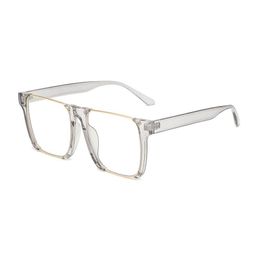 Vintage quadratische Halbmetallfrauen Sonnenbrille Rahmen Klare Linse Optische Eyewear Männer Anti-Blaue Lichtgläser mit Logo