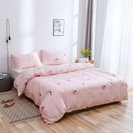 Bedding Sets 2/3Pcs Luxury Pink Peach Calico Pattern 100% Cotton Nordic Quilt Cover 240x220 ,200*220 With Pillowcase King Twin