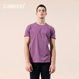 SIMWOOD 2021 Summer New 100% Cotton White Solid T Shirt Men Causal O-neck Basic T-shirt Male High Quality Classical Tops 190449 Y0322