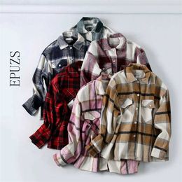 12 colour Fashion Plaid coats and jacket winter fashion Long Sleeve office ladies Oversized 211014