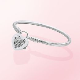 2021 925 Sterling Silver bracelet Heart Lock Bracelet for charm diy Jewellery women gift