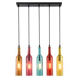 2021 Wine Bottle chandelier lamp Glass Vintage pendant light for Cafe Bar saloon restaurant home Christmas decor led light