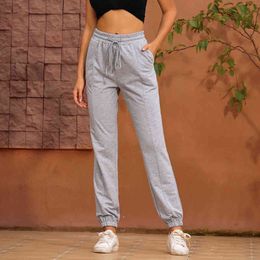 Winter Autumn Drawstring casual pants High waist Women's Trousers Full Length Loose sweatpants women baggy womens black pants 210514