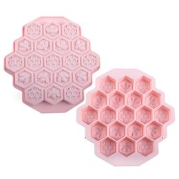 new Bar Silicone Ice Cube Molds Flexible Ices Trays BPA Free for Whiskey Cocktail 19 Grid Bee Honeycomb Shape EWD5768