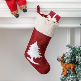Christmas Stockings Reindeer Xmas Tree Holiday Decorations Family Party Fireplace Hanging Ornament Gifts Bag JJA9434