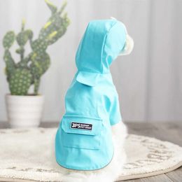 Hoody Pet Dog Raincoat Solid Colour Waterproof Pocket Dogs Clothes Jacket Coat Cat Pomeranian Schnauzer Coat Puppy Cat Clothing 211007