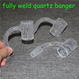 Wholesale Smoking Fully Weld domeless quartz nail 14mm male 90 Degrees 100% real Banger Nails Glass Carb Caps Silicone Dab Rigs
