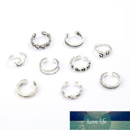 9PCS/Set Ring Women High Quality Unique Adjustable Opening Finger Ring Retro Carved Toe Ring Foot Beach