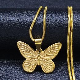 Pendant Necklaces 2021 Stainless Steel Butterfly Choker For Women Dubai Gold Colour Statement Jewellery Colliers NXS05