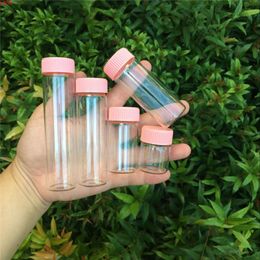 15ml 25ml 40ml 50ml 60ml Glass Bottles Plastic Cap Pink Screw Transparent Vials Jars 50pcshigh qty