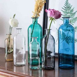 Glass Vase Home Decor Room Decoration Crystal Flower Pot Modern Hydroponic Plant European Fresh Style for Wedding Decoration 210409