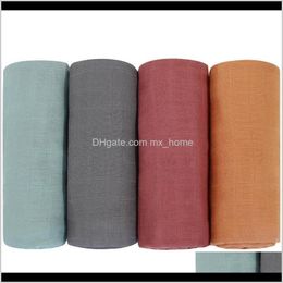 Swaddling Nursery Bedding Baby Kids Maternity Drop Delivery 2021 120X120Cm Bamboo Blankets Muslin Swaddle Solid Plain Color Cotton Baby Blank