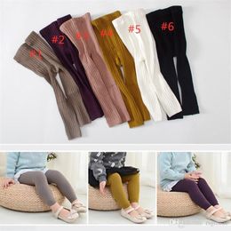 red dot wholesaler Canada - Free DHL INS 6 Colors Baby Kids Boy Girls Leggings Stockings Tights Knitted Ninth High Waist Warm Pure Cotton Bottom Socks and Pants