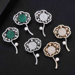 KellyBola Charms Gesign Plant Stud Fashion Jewellery Cubic Zirconia Brand Luxury Blooming Flowers Earrings Women