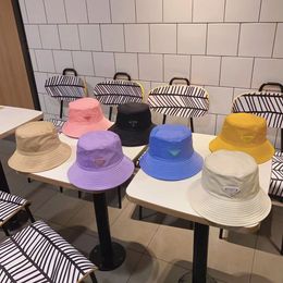 Wholesale 7 Style High Quality Bucket Hat For Women Fashion Classic Charm Black White Triangle Letter Print Nylon Autumn Spring Fisherman Sun Caps