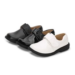 Children Genuine Leather Wedding Dress Shoes For Girls Boys Kids Student Black White School Performance Formal Flat Loafer Shoes G1025