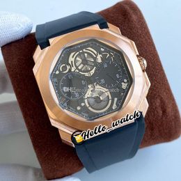 41mm Octo Finissimo 103295 OS Quartz Chronograph Mens Watch Stopwatch Skeleton Rose Gold Case Black Rubber Strap Sport Watches Hello_watch G26B (3)