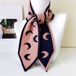 2021 Winter Polka Dot Moon Stripes Design Knitted Scarf Women Men Knit Skinny Neck Warmer Collar Scarfs Bufandas Invierno Mujer Q0828