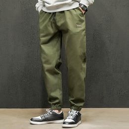 Men Polyester Pants Trousers Solid Color Elastic Waist Loose Long Men's Hip-hop Breathable Casual Pants#G30