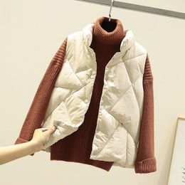 Women Sleeveless Vest Winter Warm Plus Size Down Cotton Padded Jacket Coat Female Vest Mandarin Collar Sleeveless Waistcoat 210521