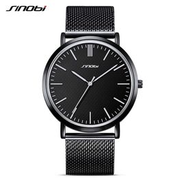 Sinobi Fashion Quartz Clock Business Men Watch Luxury Waterproof Steel Watches Unisex Ultra Thin Wrist Watch Clock Reloj Hombre Q0524