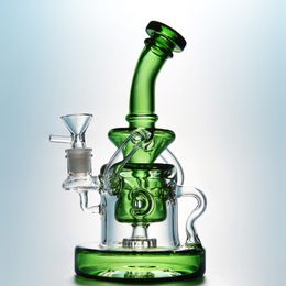 Tornado Recycler Hookahs Heady Base Glass Bong Showerhead Perc Water Pipe 14mm Female Joint Klein Bent Neck With Bowl