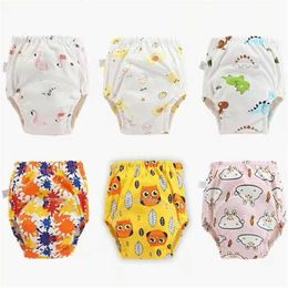 4pc/Lot Baby Cotton Training Pants Panties Waterproof Cloth Diapers Reusable Toolder Nappies Diaper Baby Underwear 211028