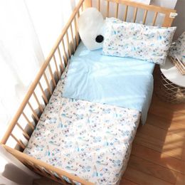3Pcs Baby Bedding Set For Boy Girl Nordic Cotton Kids Bed Linen Cot Kit Crib Bedding For borns No Filler Allow Custom Size 211025