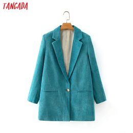 Autumn Winter Women Corduroy Blazer Coat Vintage Long Sleeve Female Outerwear Chic Tops DA149 210416