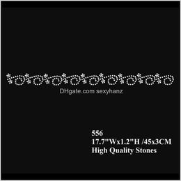 Sewing Notions Tools Apparel Drop Delivery 2021 17Dot7 Inches Flower Lace Fix Rhinestone Motif Iron On Transfers 30Pcslot Bpghg