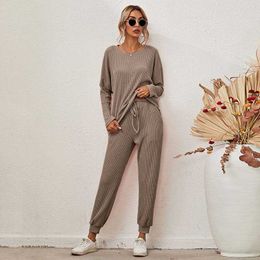 Autumn Winter Loose 2 Piece Set Women Knitted Suit woman Tracksuit Pants Sets sweat suits Outfis Ladies Casual Lounge Wear Y0625