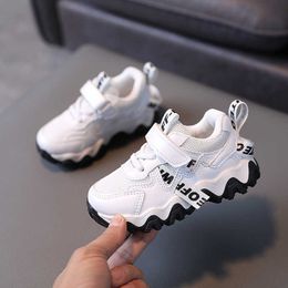 Kids Leisure Sneakers Children's White Shoes Boys and Girls Hook Loop Sports Shoes New Mesh Casual Baby Toddler Running G1025