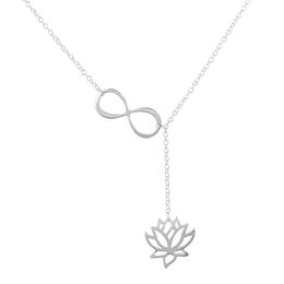 Elegant Infinity Lotus Charm Pendant Necklace Silver Gold Colour Fashion Flower Jewellery Nice Gift for Girls Bohemia Necklaces