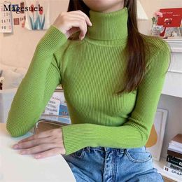 Autumn Winter Long Sleeve Sweater Women Turtleneck Pullovers Knitted Solid Casual Vintage Sueter Mujer 10978 210512