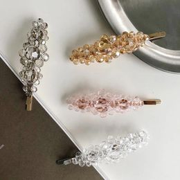 Crystal pearl flower side hair clip fashion hair accessories female alloy transparent hairpin wild boutique headwear clip