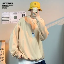 Privathinker Astronaut Print Sweatshirts Fleece Men Oversize Warm Hoodie Baggy Thicken Cute Sweatshirt Harajuku Hoodies 210728