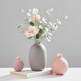 Nordic Home Decoration Accessories Modern Ceramic Vase Flower Vases for Homes Vases for Flowers Living Room Decoration Tabletop 210623