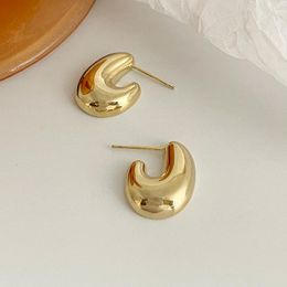 Stud Monlansher Irregular Chunky Geometric Earrings Gloss Metal For Women Daily Vintage Statement Jewelry